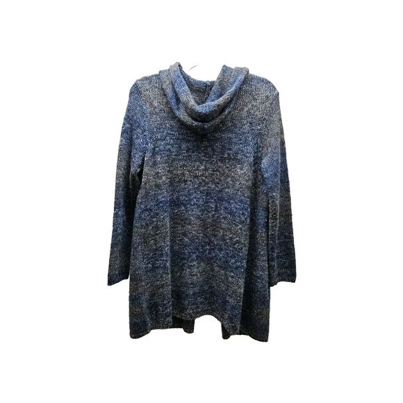 J. JILL Womens Blue Gray Knit Hooded Mid Length Open Front Wool Cardigan Small - Picture 7 of 7